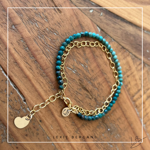 [BCGFPCMA] Bracelet chaîne Gold filled & pierre en Chrysocolle Modèle Marine
