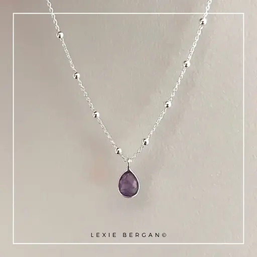 [COFOBOGOAM] Collier Maille Forçat et Boule 1x1 Goutte Améthyste